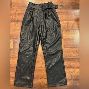 Abercrombie & Fitch Vegan Leather Paper Bag Belted Ankle Pants Women’s XS